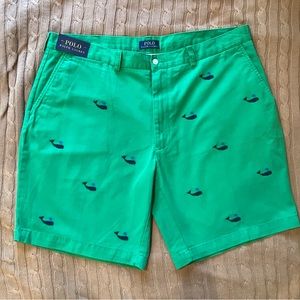 Men’s Polo Ralph Lauren short…Kelly green w/blue spouting whales